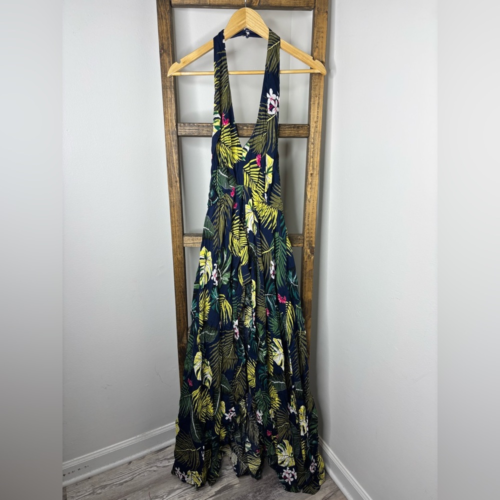 The Clothing Company Tropical Print Halter Romper Dress S